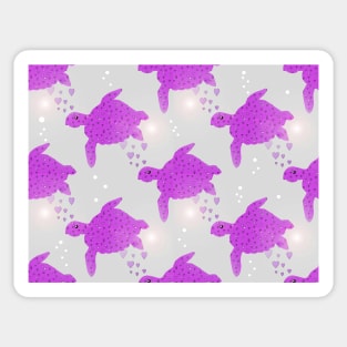 SEA Turtle Love Hearts Purple Sticker